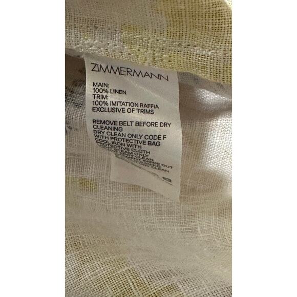 Zimmermann Linen Floral Patchwork Mini Dress Crochet Trim Multicolor NWT - Picture 10 of 11